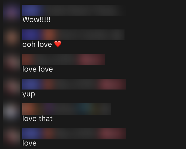 Live chat full of love: Wow, ooh love, love love, love that